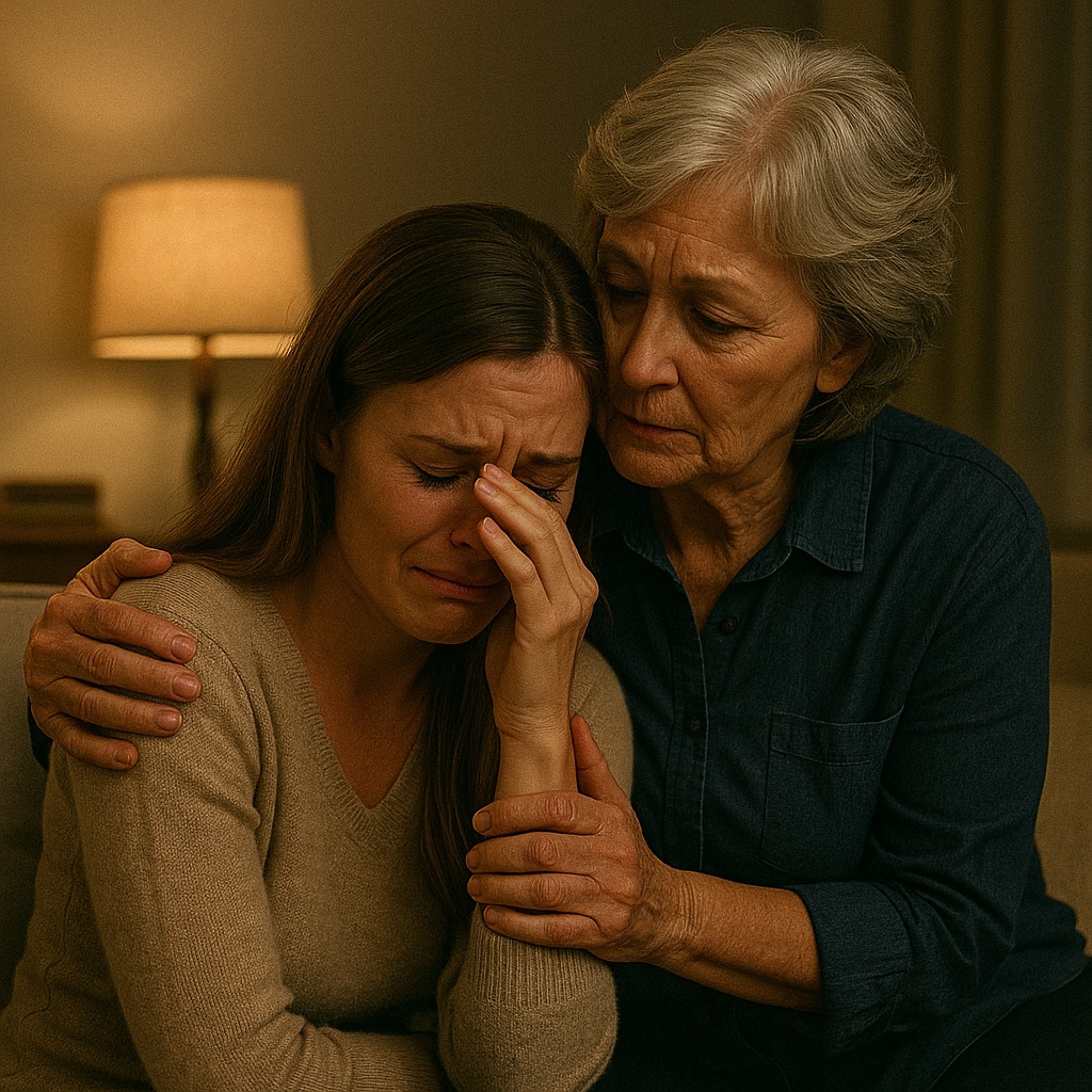 Mère et fille enlacées
