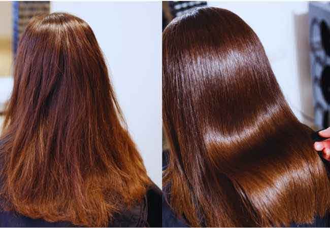 Cheveux brillants après application de crème