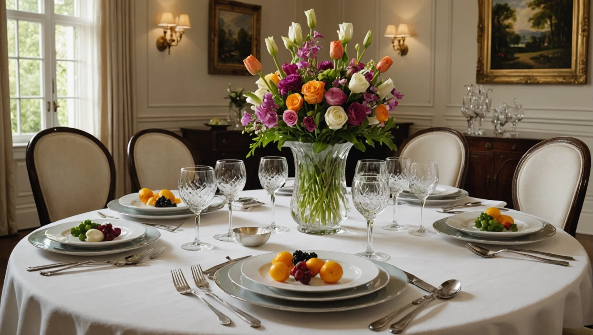 Table joliment dressée pour un dîner en famille
