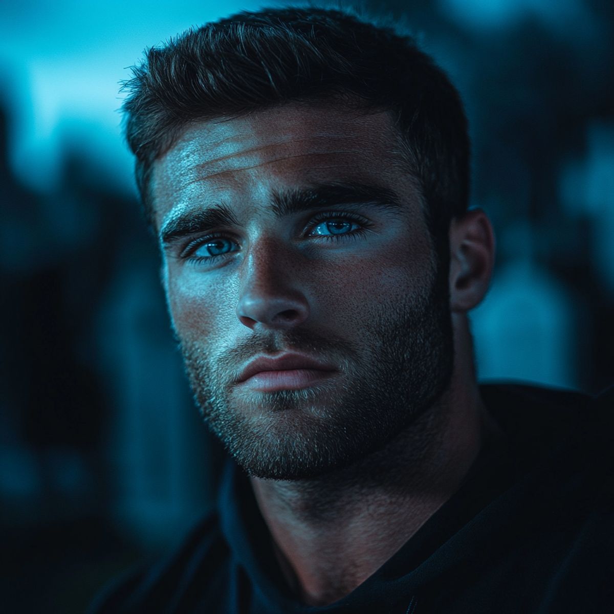 Une femme seule regardant par une fenêtre, un paysage flou en arrière-plan