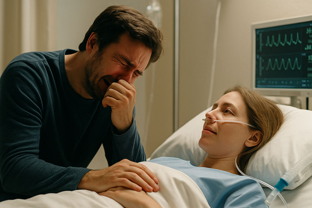 Couple se tenant la main dans une chambre d'hôpital