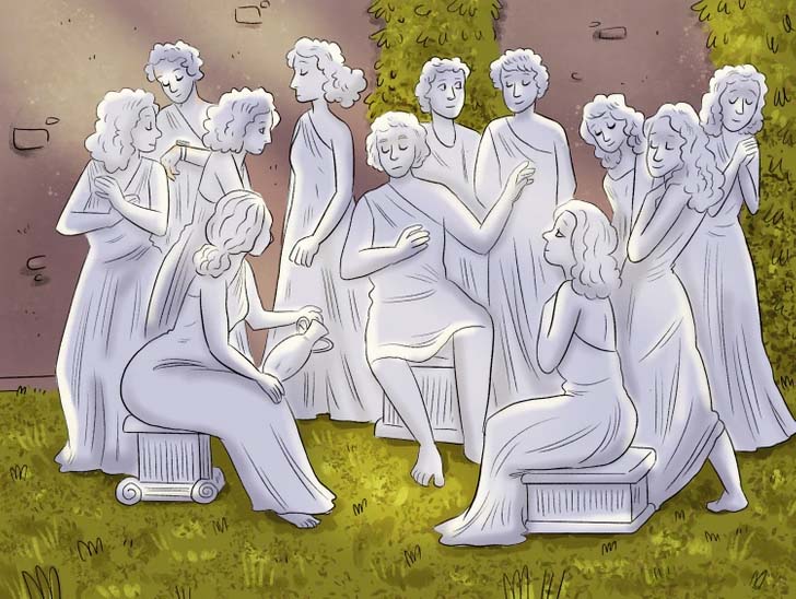 Statues avec un humain caché