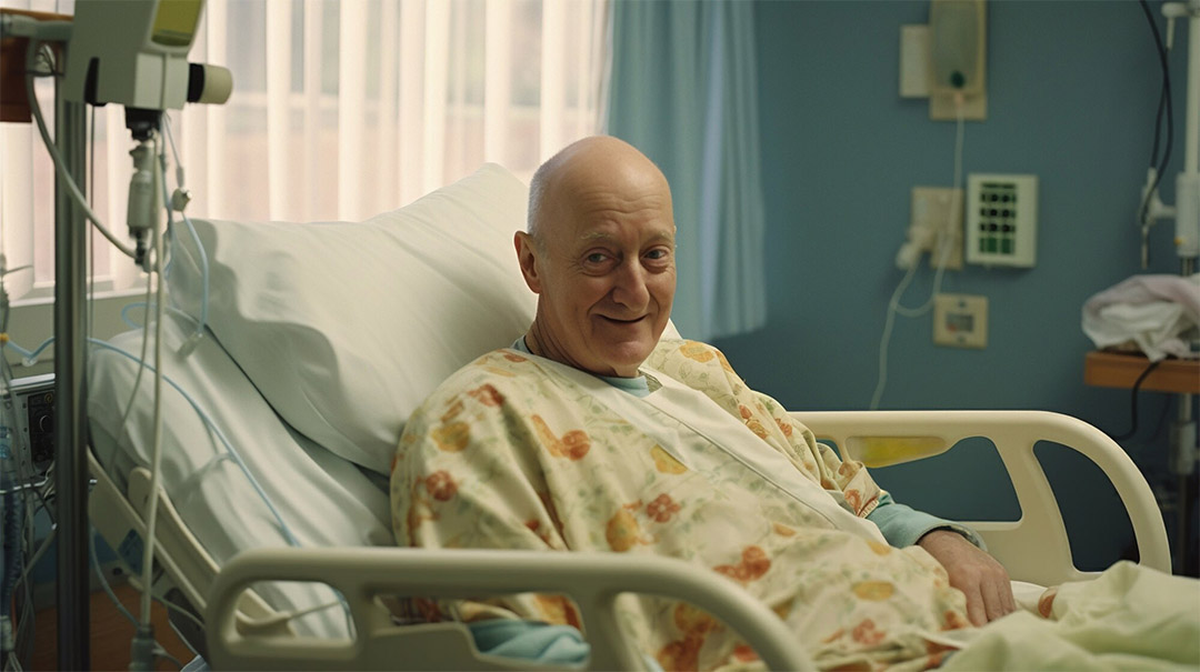 Photo d'une personne âgée souriante, semblant retrouver de l'énergie