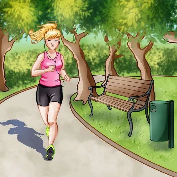 Femme faisant son jogging dans un parc