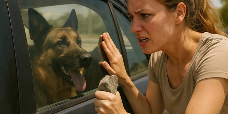 Chien haletant dans une voiture fermée