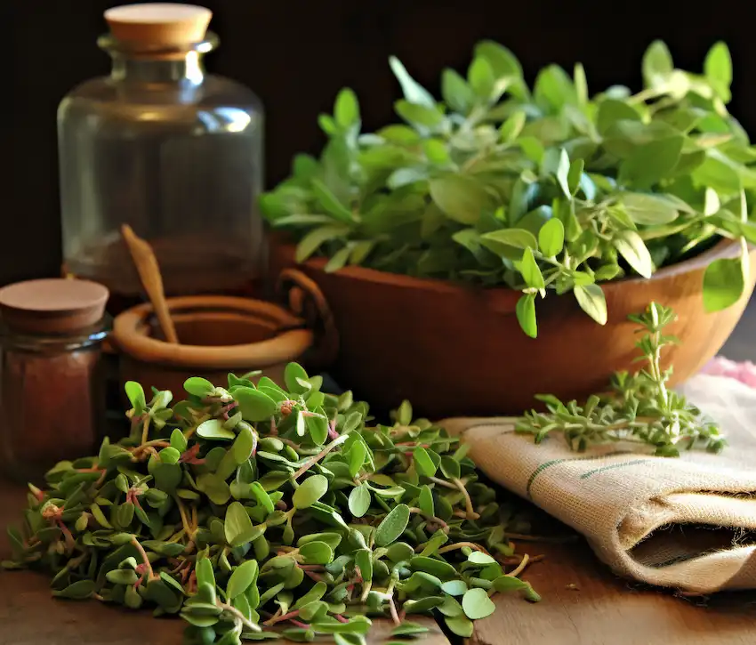 Feuilles de pourpier riches en nutriments