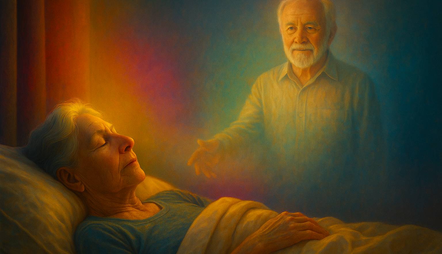 Femme âgée rêvant paisiblement