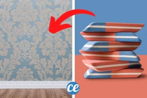 Gomme bleue sur tapisserie